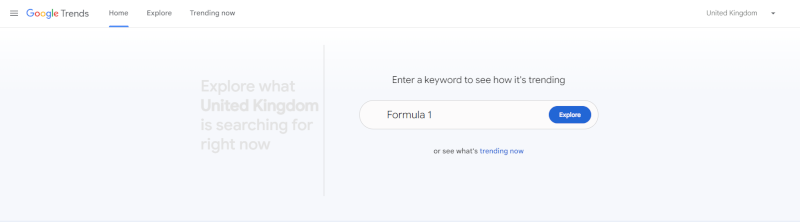 An example of a search in Google Trends