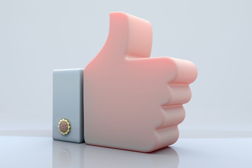 Large thumbs up image to signify online reputation